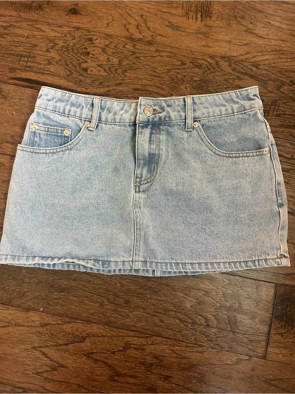 Edikted Light Wash Denim Mini Skirt - Pale Blue